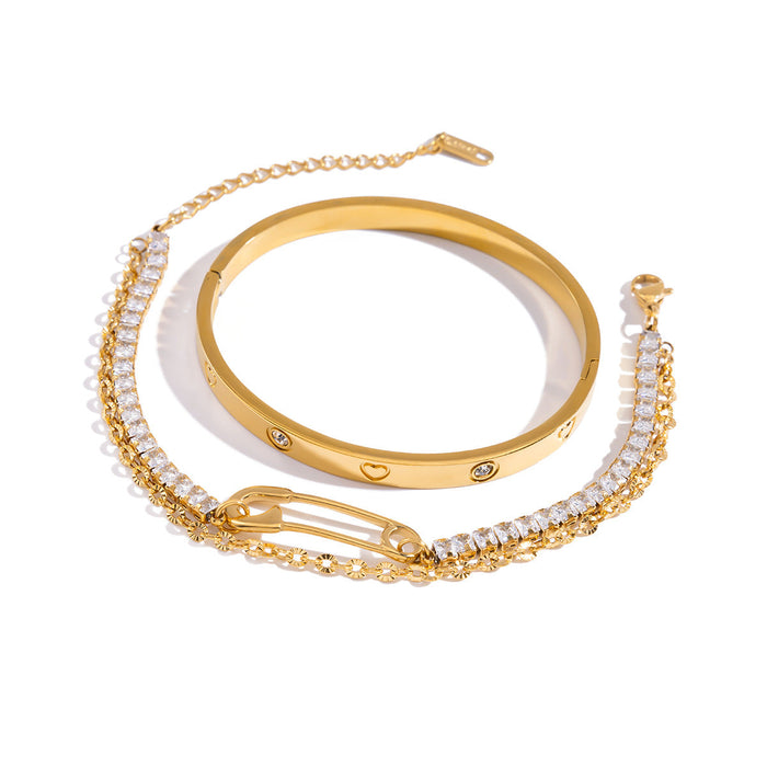 Stainless steel zircon bracelet