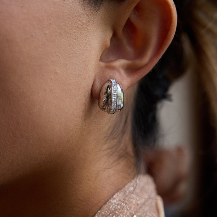 Stainless steel zircon stud earrings