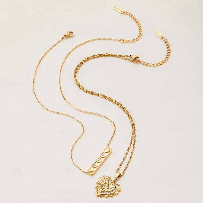 Titanium steel love stacked necklace