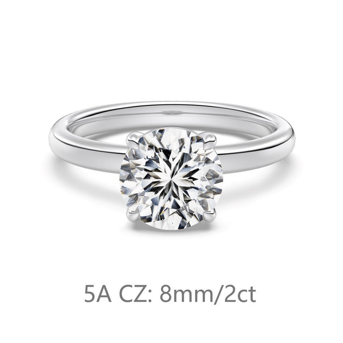 S925 Sterling Silver Single Main Diamond Proposal Wedding Ring