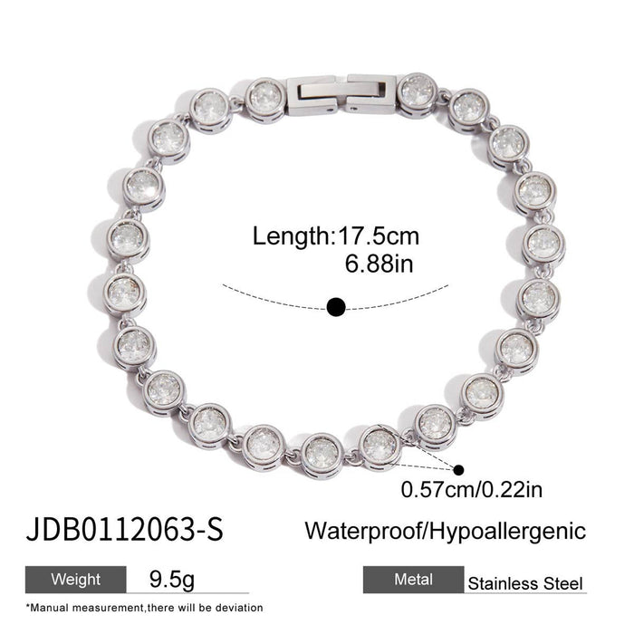 Stainless steel stacked zircon bracelet