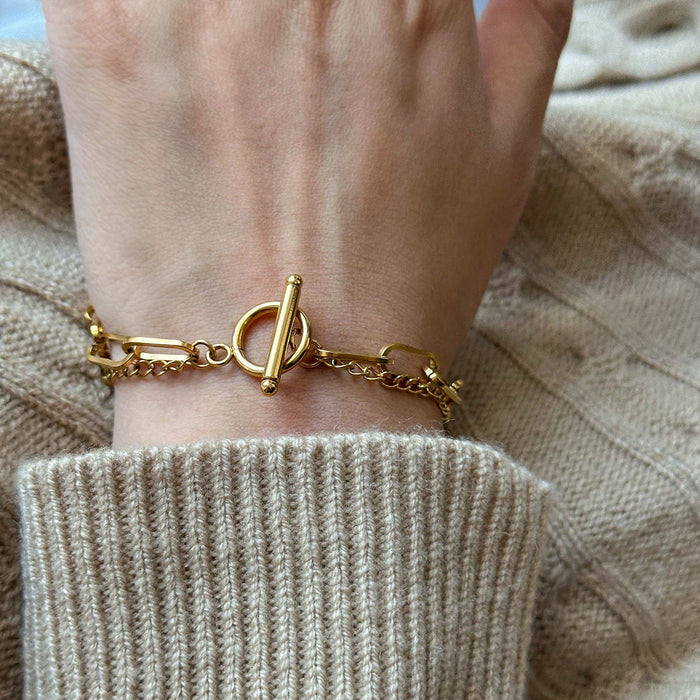 Stainless steel ot buckle plain ring multi-layer bracelet