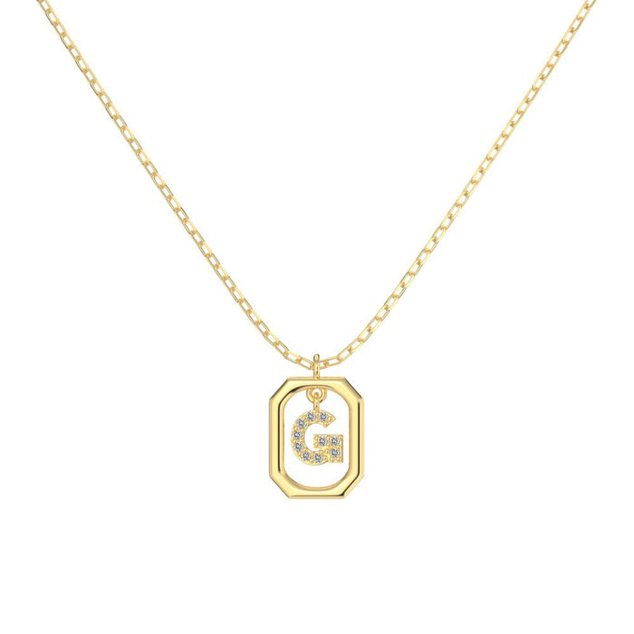 S925 Sterling Silver Hollow Pendant 26 Letter Necklace