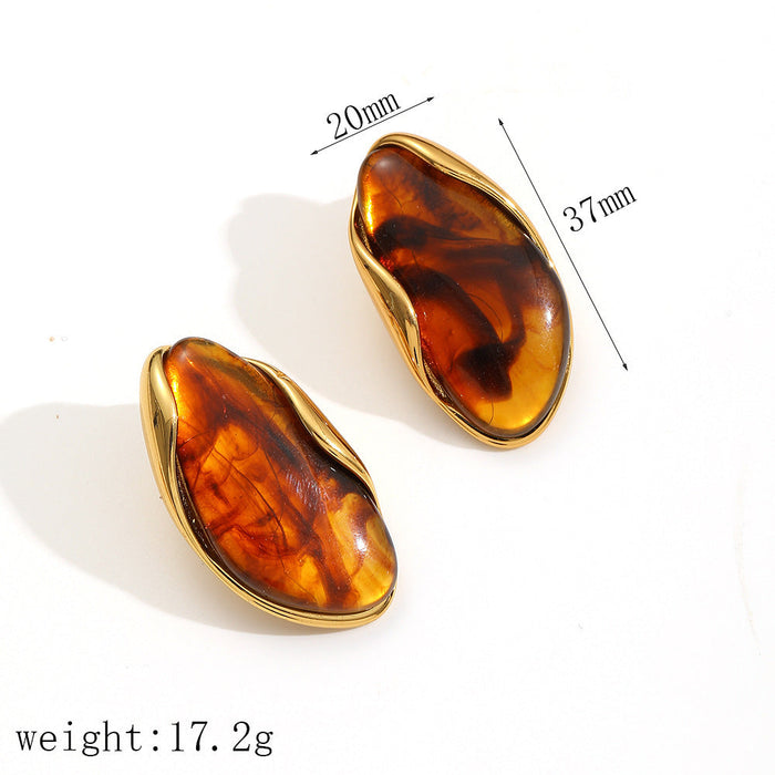 Resin Bracelet Stainless Steel Amber Acrylic Earrings