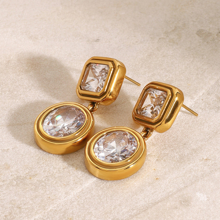 Stainless steel zircon stud earrings