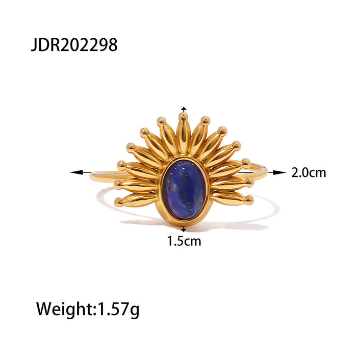 Stainless steel natural stone ring