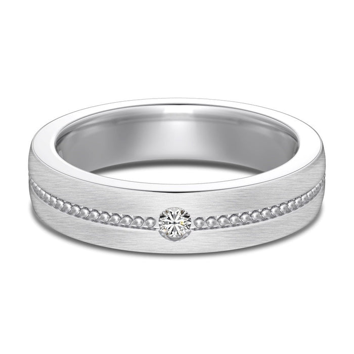 S925 Sterling Silver Plain Silver Male and Female Couple Ring-2