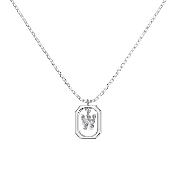 S925 Sterling Silver Hollow Pendant 26 Letter Necklace