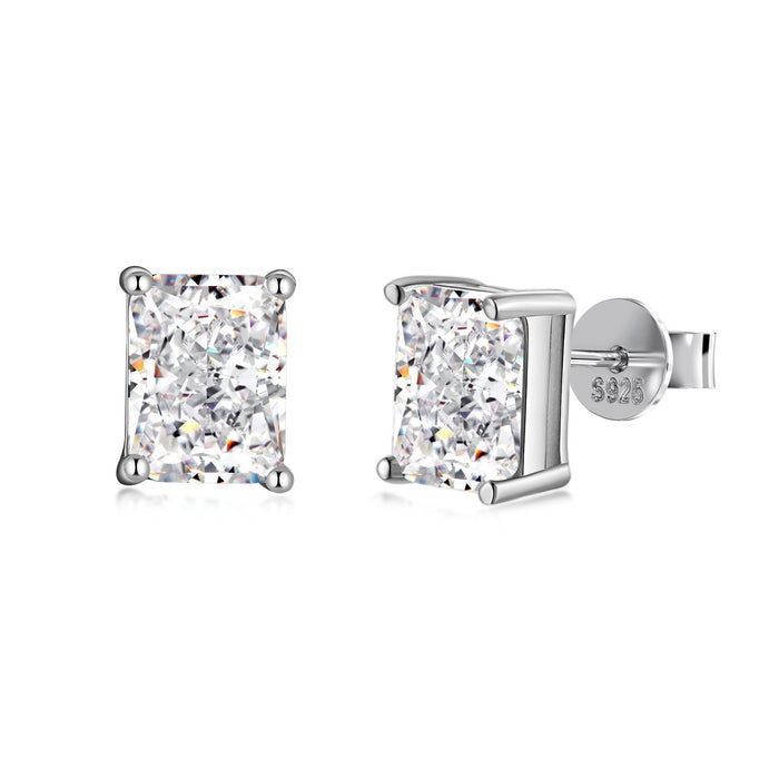 S925 Sterling Silver Wedding White Diamond Stud Earrings