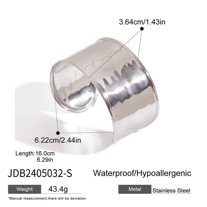 Stainless steel beating pattern wave opening bracelet