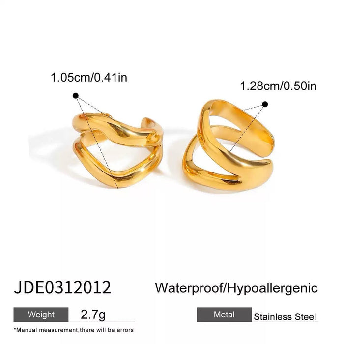 Stainless steel three-layer hollow earrings