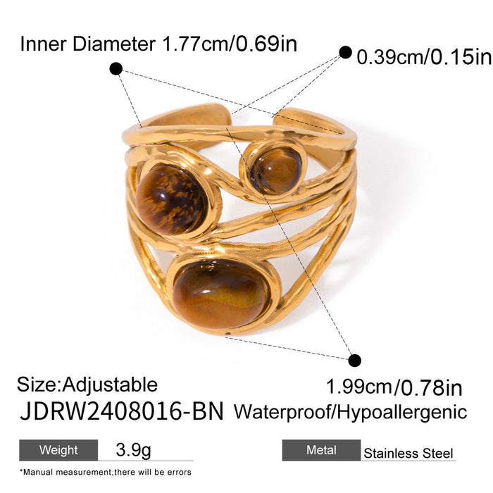 Stainless steel tiger's eye ring