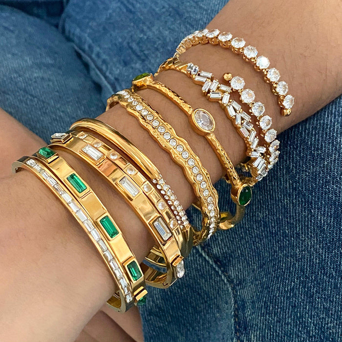 Stainless steel zircon open bracelet