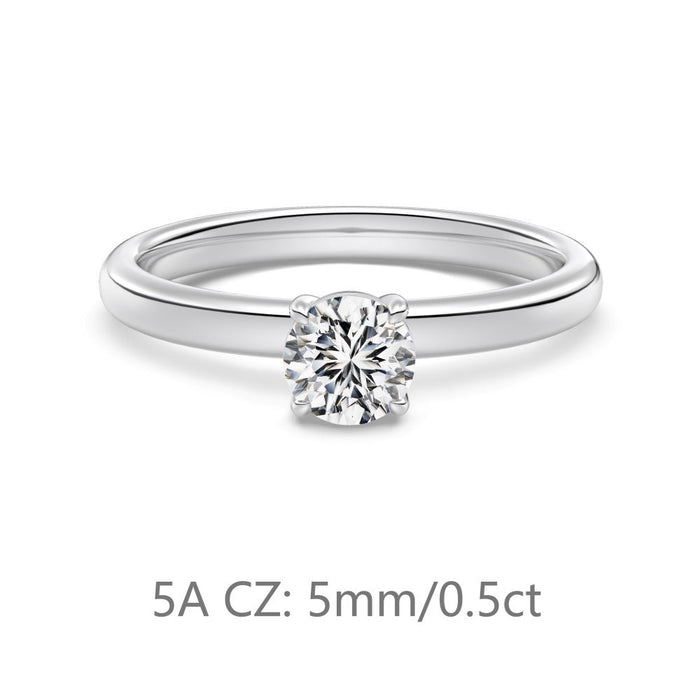 S925 Sterling Silver Single Main Diamond Proposal Wedding Ring