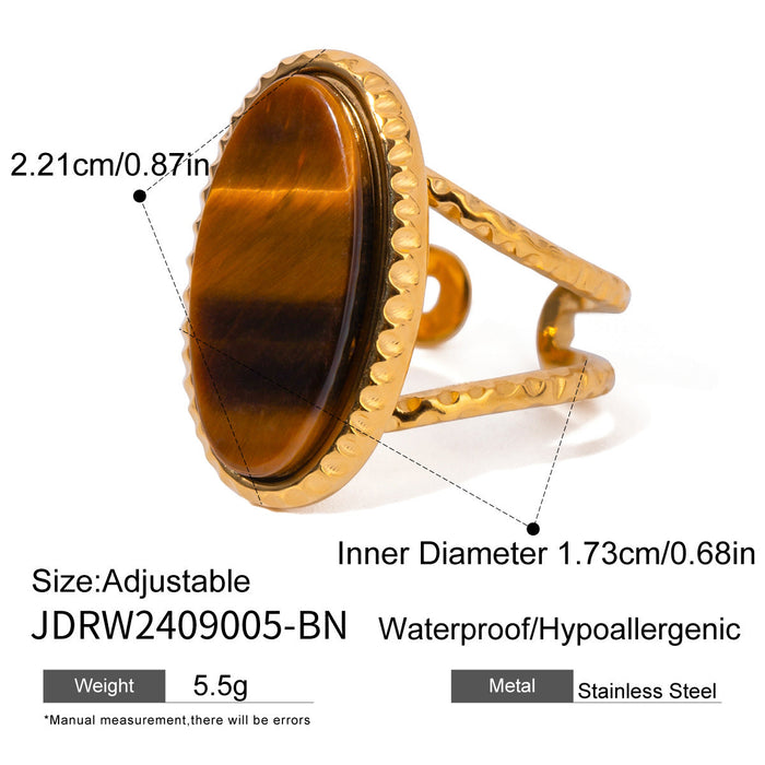 Stainless steel tiger's eye ring