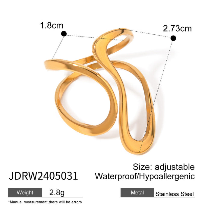 Stainless steel gold exaggerated ring