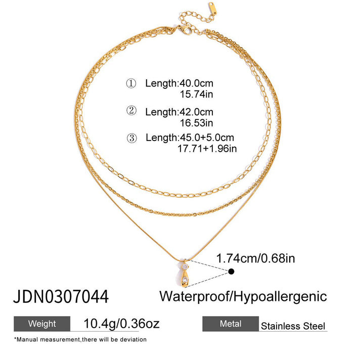 Titanium steel three-layer stacked necklace