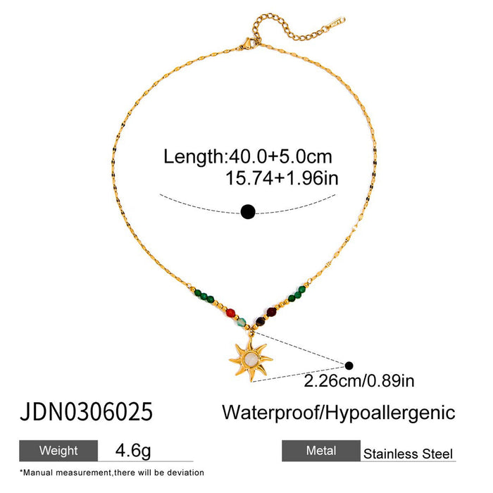 Color crystal titanium steel necklace