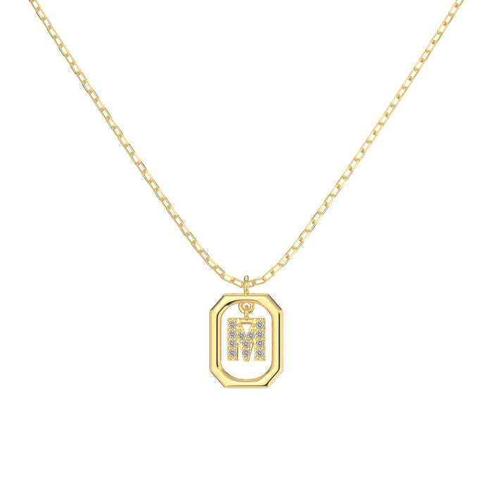 S925 Sterling Silver Hollow Pendant 26 Letter Necklace