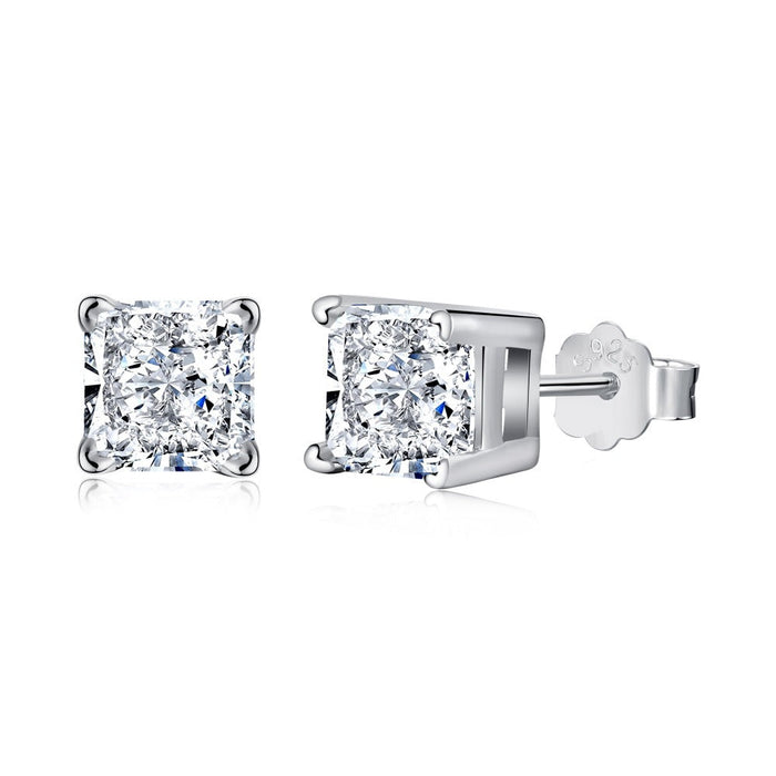 S925 Sterling Silver Wedding White Diamond Stud Earrings
