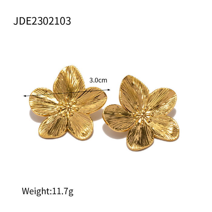Stainless steel gold and silver flower earrings