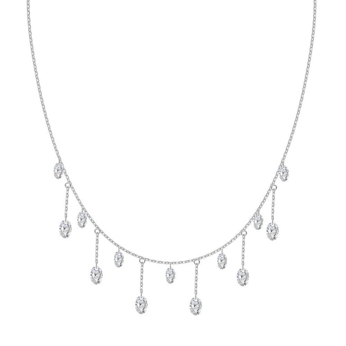 S925 Sterling Silver Tassel Oval Water Drop Wedding Necklace