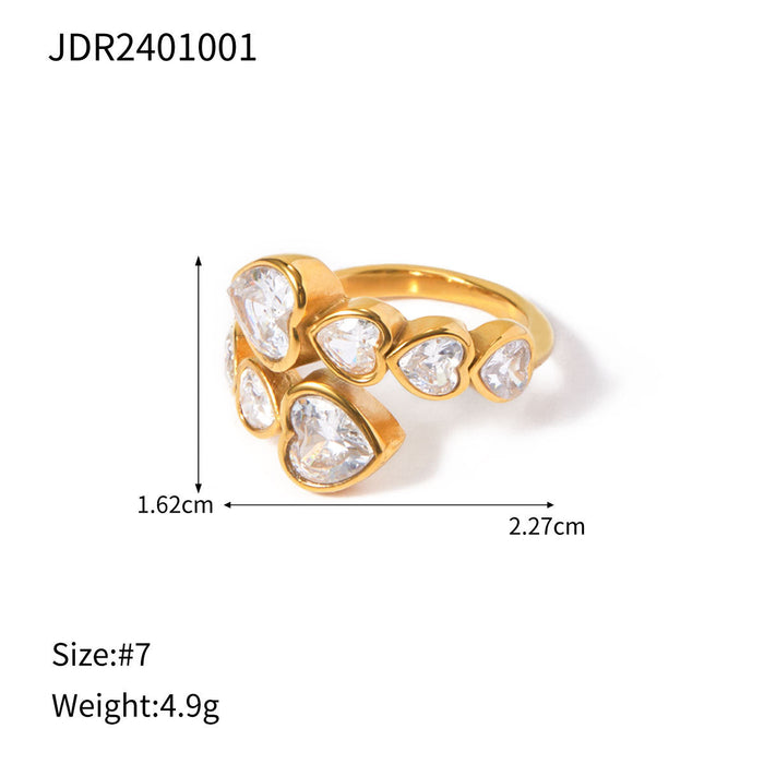 Stainless steel zircon open ring