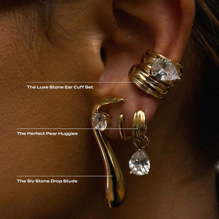 Water drop zircon titanium steel earrings