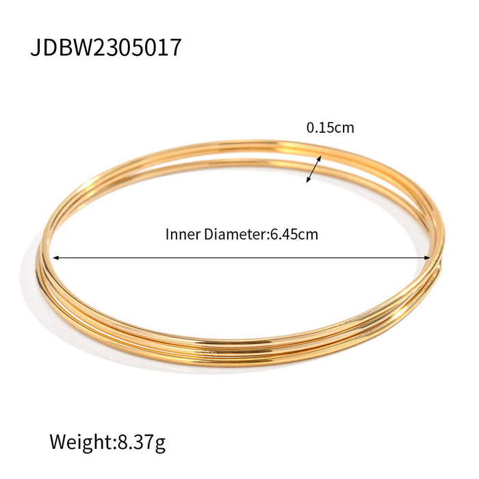 Titanium steel gold plain ring bracelet