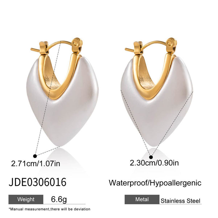 Stainless steel resin imitation pearl earrings