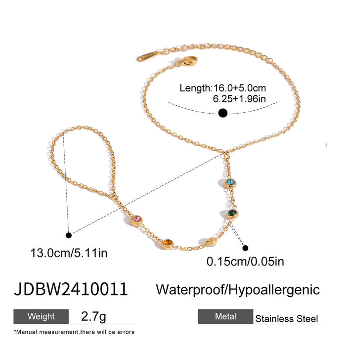 Stainless Steel Zircon Pearl Finger Bracelet