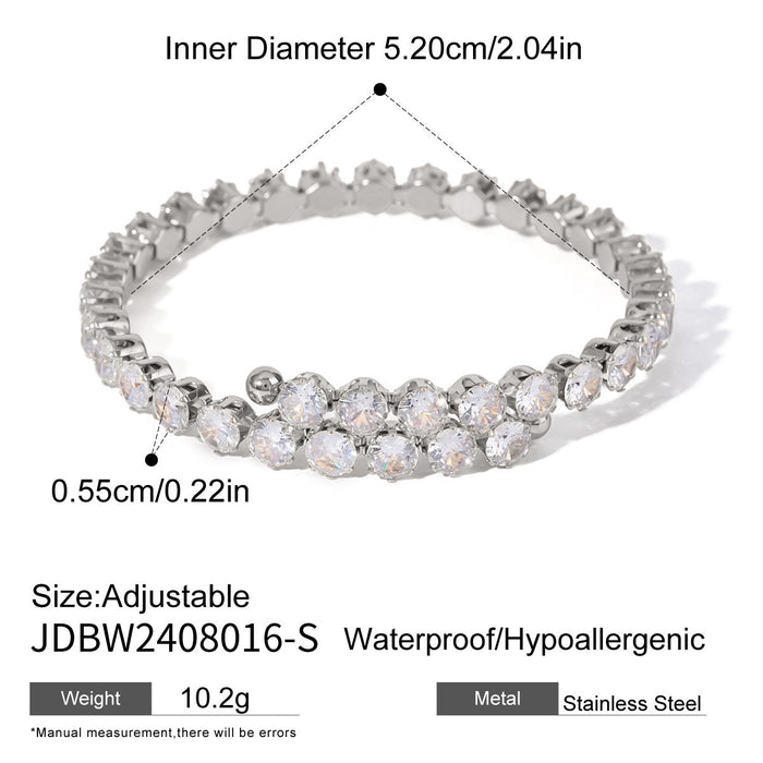 Stainless steel zircon open bracelet
