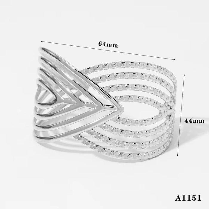 Stainless steel wide-sided opening hollow flower bracelet