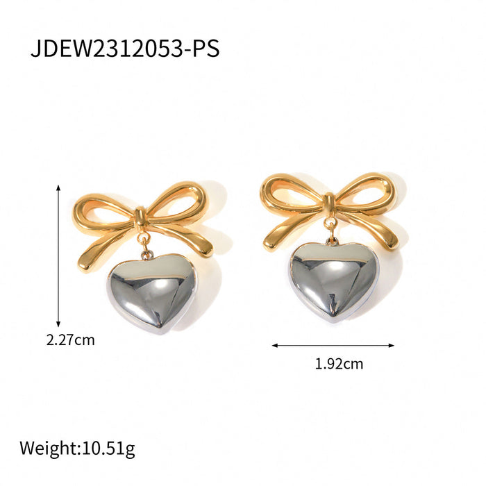Stainless steel love bow stud earrings