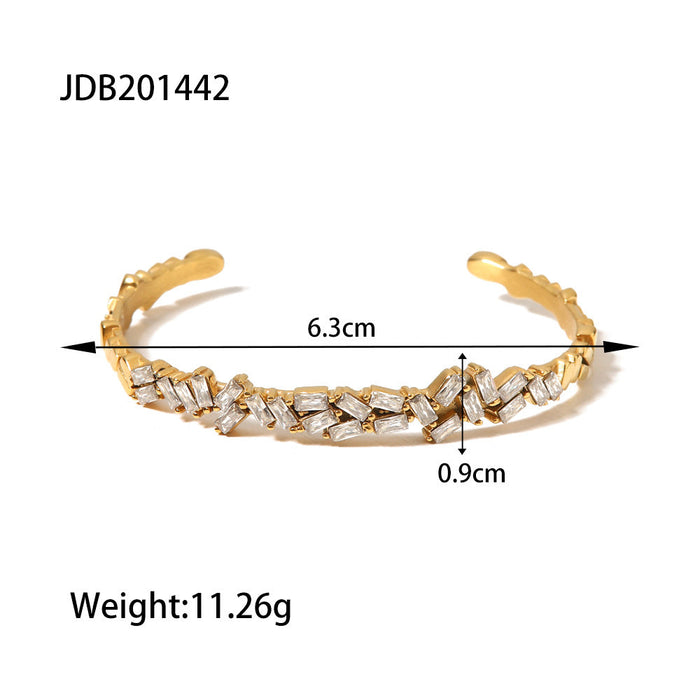 Stainless steel zircon open bracelet