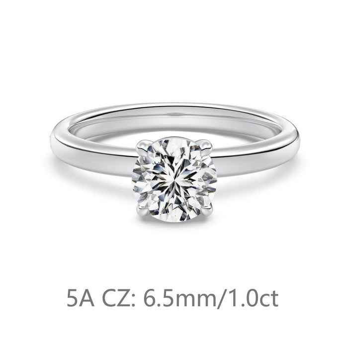 S925 Sterling Silver Single Main Diamond Proposal Wedding Ring