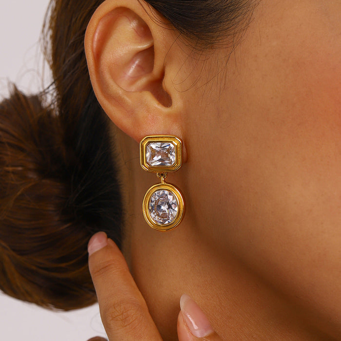 Stainless steel zircon stud earrings