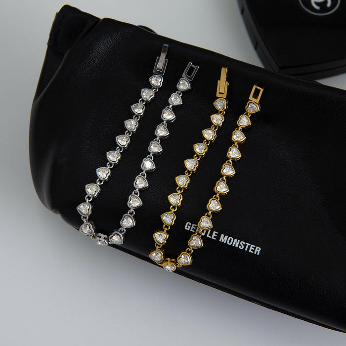 Stainless steel stacked zircon bracelet