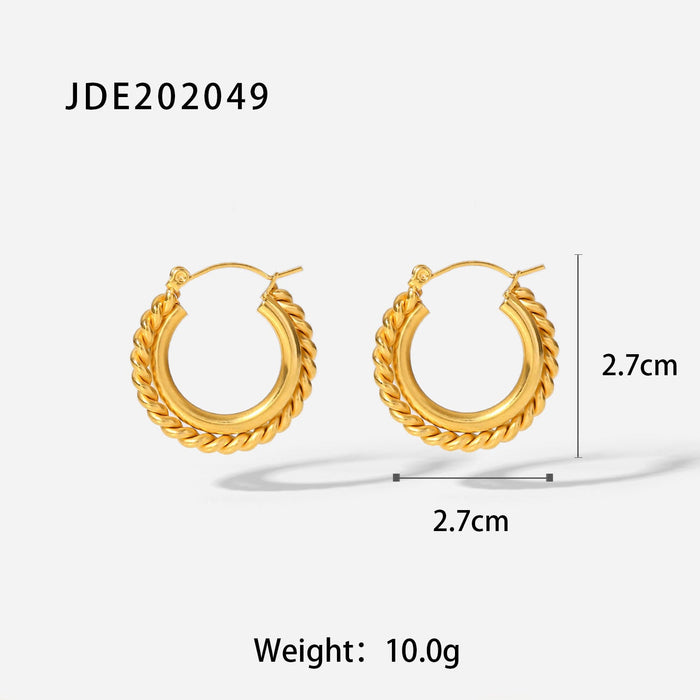 Stainless steel twist C-shaped double earrings