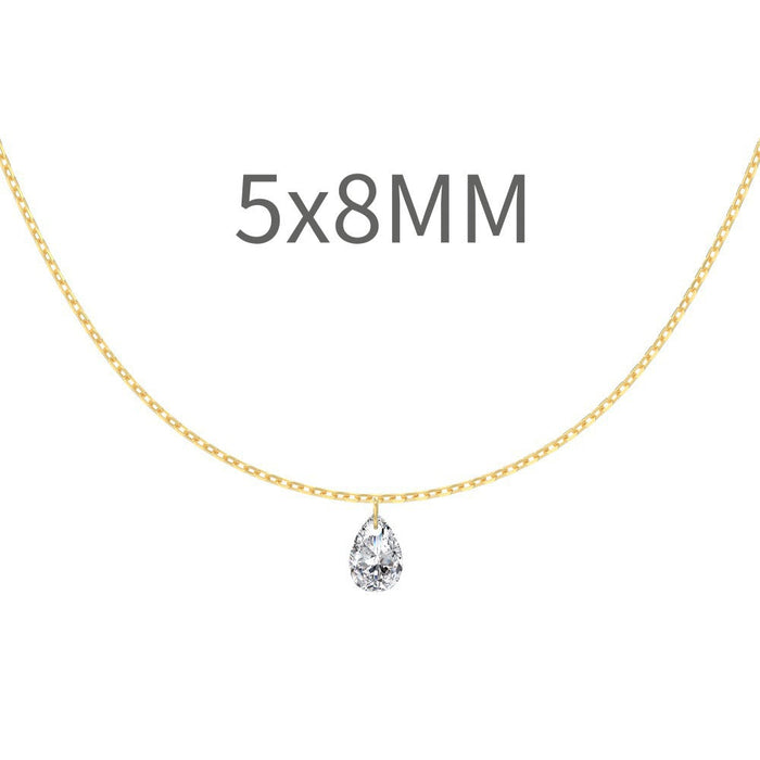 S925 Sterling Silver Tassel Oval Water Drop Wedding Necklace