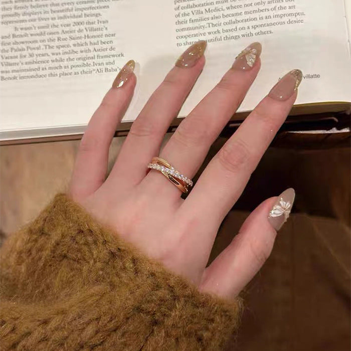 S925 silver three-ring winding ring line ring