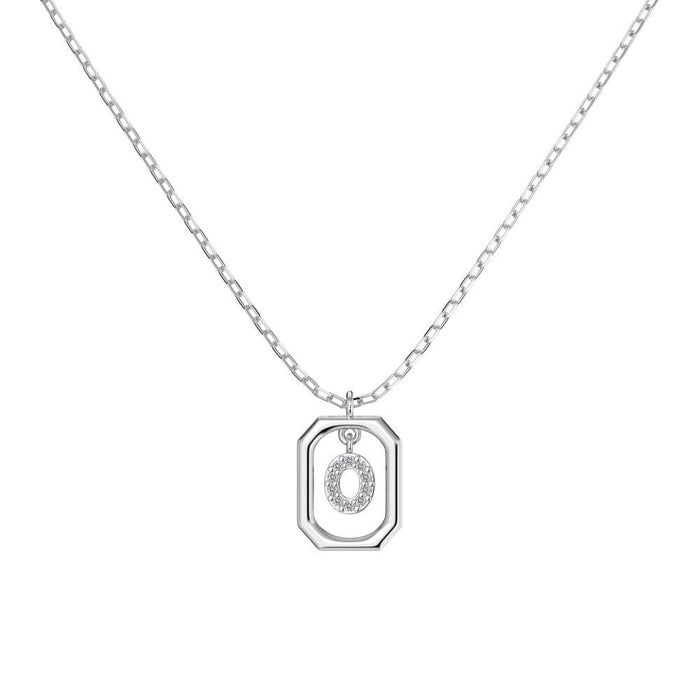 S925 Sterling Silver Hollow Pendant 26 Letter Necklace