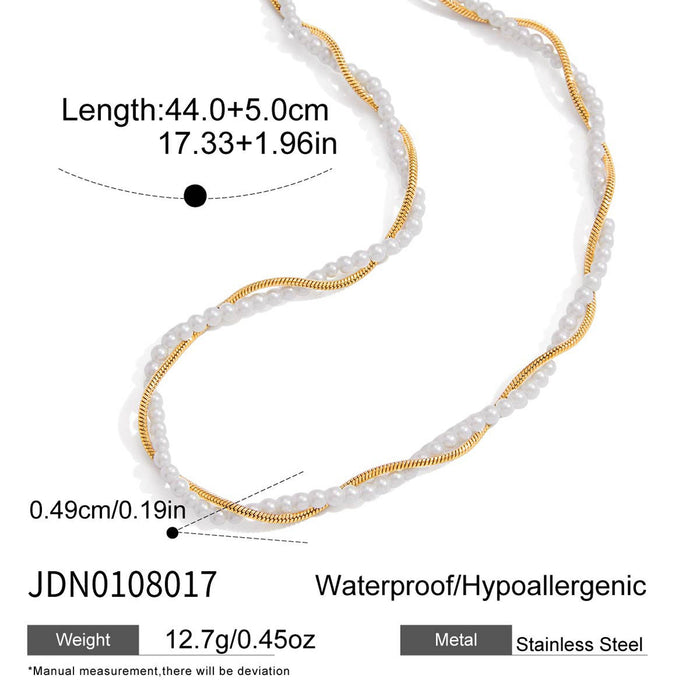 Titanium steel imitation pearl necklace