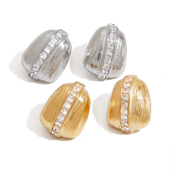 Stainless steel zircon stud earrings