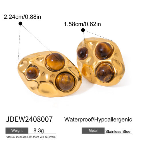 Stainless steel tiger's eye ring