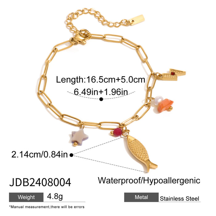 Stainless steel natural stone marine DIY bracelet