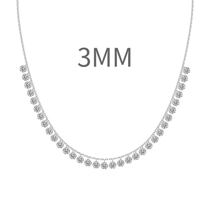 S925 Sterling Silver Tassel Oval Water Drop Wedding Necklace