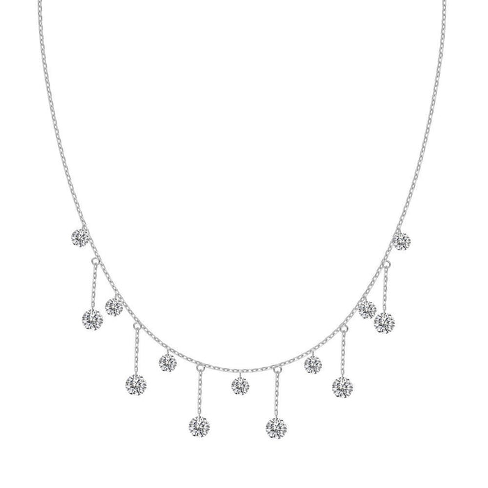 S925 Sterling Silver Tassel Oval Water Drop Wedding Necklace