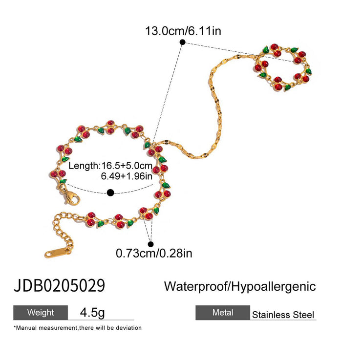 Stainless Steel Zircon Pearl Finger Bracelet