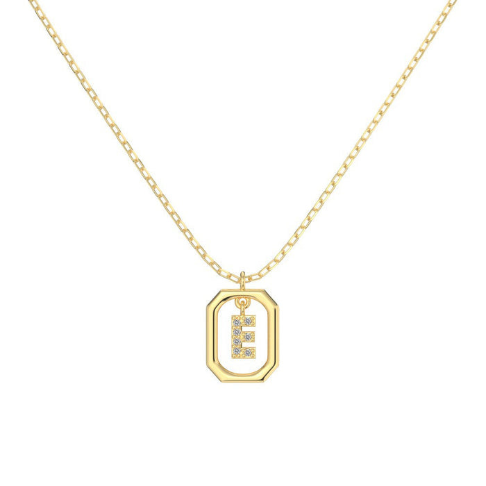 S925 Sterling Silver Hollow Pendant 26 Letter Necklace